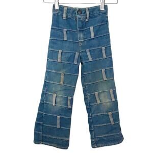 Vintage French Toast Patchwork Denim Belt Loop Stacked Jeans Kids 4S Custom Rare
